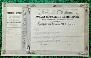 Dépt 33 - Bordeaux Quartier de Bacalan - Déco Rare Forges & Fonderies 26/01/1840 - Picture 1 of 1