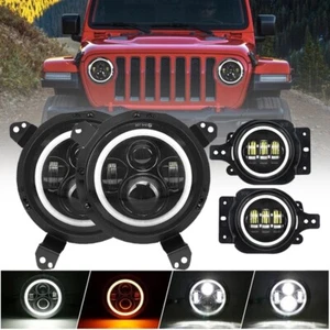 LED Headlights Hi/Lo Beam Turn Signal + Fog Light For Jeep Wrangler JL JLU JT - Bild 1 von 12