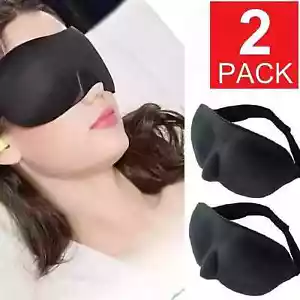 2 Pack Travel 3D Eye Mask Sleep Soft Padded Shade Cover Rest Relax Blindfold - Picture 1 of 9