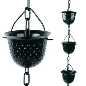 8.5 Ft Hammered Cup Rain Chain (Black) - Picture 1 of 1