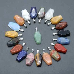Collar colgante de piedras preciosas naturales en forma de tablero de ataúd de 1,2 pulgadas joyería - Imagen 1 de 19