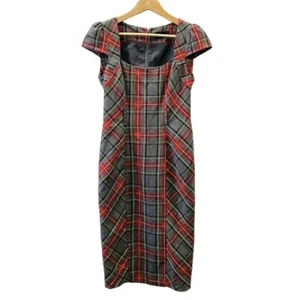 Womens EVie Collection Sleeveless Short Dress Check Tartan Red Grey UK Size 8 - Picture 1 of 10