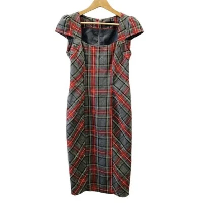 Womens EVie Collection Sleeveless Short Dress Check Tartan Red Grey UK Size 8 - Image 1 of 4
