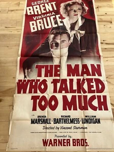 MAN WHO TALKED TOO MUCH-1940-GEORGE BRENT- 3SH  3 Sheet Poster - Movie Film Noir - Picture 1 of 24