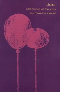 Simple HAPPY BIRTHDAY Card, FOR SISTER, Purple, by American Greetings + Envelope - Picture 1 of 4