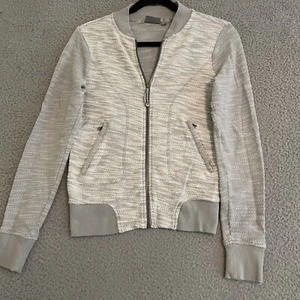 Athleta Jacket Bombastic Heathered Light Gray Bomber Full Zip Womens Size XS - Picture 1 of 8