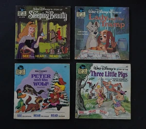 Vintage Walt Disney Posten von 4 Vorlesebüchern & Schallplatten - Bild 1 von 4