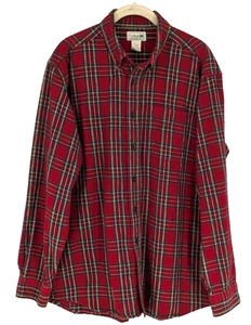 L.L.BEAN Blouse Large Red Plaid 100% Cotton Western Preppy  Academia - Picture 1 of 13