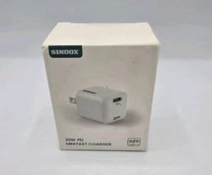 Sindox Mini Fast Charger Block White USB-C Wall Mounted 20W Charger  - Picture 1 of 3