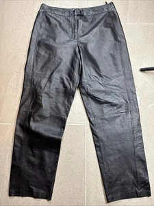 Damen Vintage Größe 16 Bagatelle 100% schwarze Lederhose gerade - Bild 1 von 5