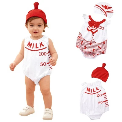 Completo bambina body elastico cotone tutina con berretto simpatico stampato - Immagine 1 di 3