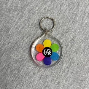 Vintage Kalan Love Rainbow Flower Acrylic Keychain #533 - Bild 1 von 2