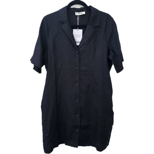 Everlane Shirt Dress Linen Medium Black NWT  Pockets Womens - Picture 1 of 9