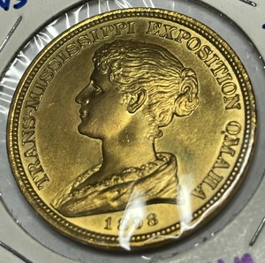 1898 Trans-Mississippi Exposition Expo HK-283 Brass Medal AU Omaha Nebraska NE - Picture 1 of 2