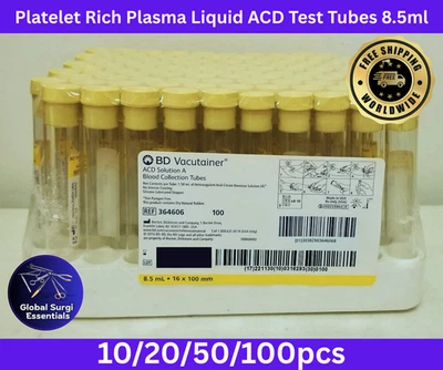 GENERIC Platelet Rich Plasma Liquid ACD Test Tubes 8.5ml - 10/20/50/100 Tubes