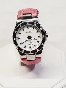 BULOVA Marine Star Stainless Steel .20 Carat Diamonds Ladies Watch Model 96R28 - Picture 1 of 8
