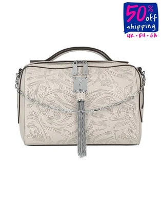 RRP€319 JOHN RICHMOND Handbag PU Leather Perforated Tassel Chain Zipped - Image 1 of 4