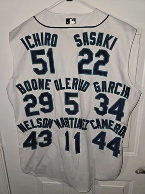 Camiseta personalizada 2001 All-Star Seattle Mariners Russell Ichiro, Boone, Sasaki, Olerud+ Foto 1 de 3