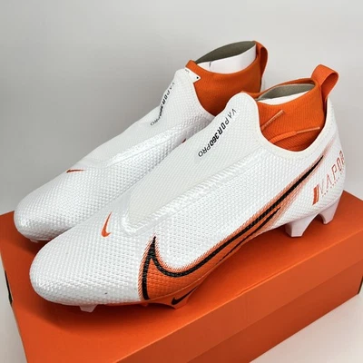 Size 10.5/11.5 Nike Vapor Edge Pro 360 White Orange Football Cleats CV6345-100 - Image 1 of 4