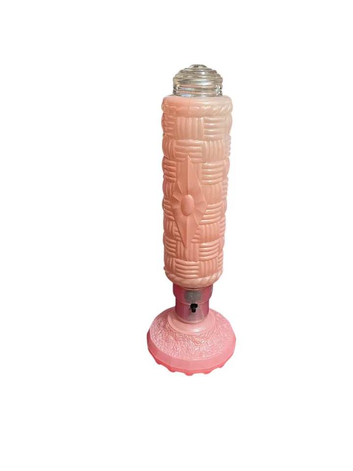 Original 1930s Art Deco Pink Torpedo Glass Lamp Atomic Skyscraper Lamp Boudoir - Image 1 of 4