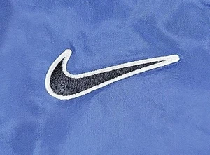 Vintage 90s Nike Windbreaker Jacket Full Zip Swoosh Navy Blue Hooded Large - Picture 1 of 14