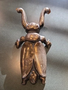 Solid Cast Brass Beetle Scarab Boot Jack/Door Stop, Vintage 10" - Picture 1 of 7