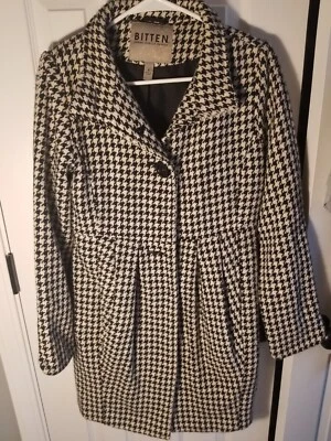 Bitten Sarah Jessica Parker Mujer Pata de Gallo Mezcla Lana Negro Pequeño Y2K. Sku A162 Foto 1 de 4