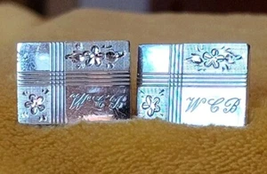 Lamode Sterling Cufflinks Floral Monogrammed WCB Vintage  - Picture 1 of 15