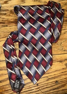 Oleg Cassini Necktie Silk Cool Colors Geometric + Iridescent Floral Abstract - Picture 1 of 5