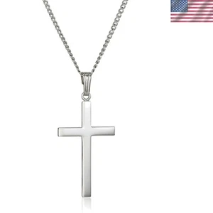 Sterling Silver Polished Cross Pendant Necklace , previously Amazon Collection - Picture 1 of 4