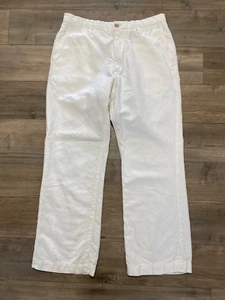 Bananna Republic Garment Dye Mens 35X32 Linen Blend White Casual Beach Pants - Picture 1 of 9
