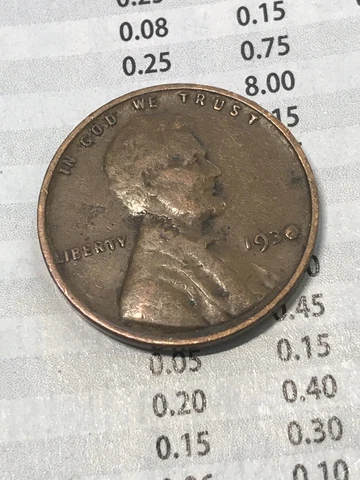 1930 FILLED "0"  ERROR CUD CENT  BRONZE LINCOLN WHEAT CENT Cover