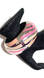 James Paul Nordstrom Pink & Peach Enamel Silver Tone Statement Bangle Bracelet - Picture 1 of 8
