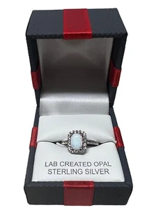 Lab Created Safire Opal Sterling Silver 925 SUN Ring Size 7 JC Penney Pink NIB - Picture 1 of 13