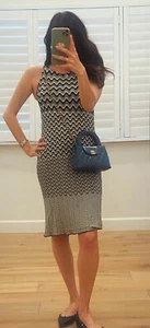 Missoni White & Black Zig Zag Print Knee Length Tank Dress Size S / It 40 / US 4 - Picture 1 of 11