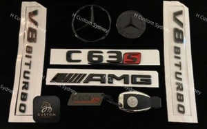 Gloss Black C63s Badges Package For C63s W205 C205 S205 A205 2015-2018 Models - Picture 1 of 4