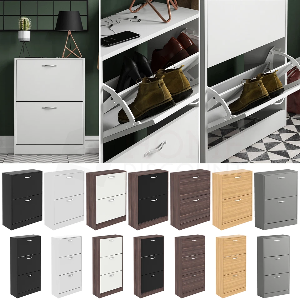 Shoe Cabinet 2 3 Drawer Storage Organiser Footwear Rack Cupboard Hallway Unit - Image 1 of 1
