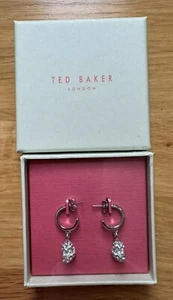 Ted Baker White Tone Plating Crystal Dangle Shell Shaped Earrings BNWB - Picture 1 of 4