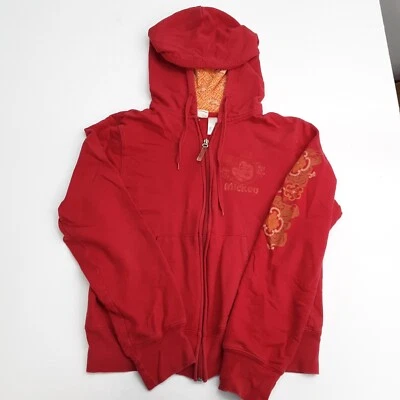 Disney Mickey Mouse Estampado Floral Cremallera Sudadera con Capucha Roja Mujer Talla M Foto 1 de 4