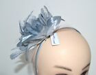 NEW Silver grey layered flower fascinator ribbon wrap headband wedding races UK