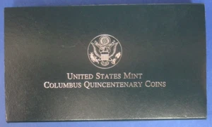 1992 US Mint Columbus Quincentenary Two Coin Commemorative Silver Proof Set - Picture 1 of 3