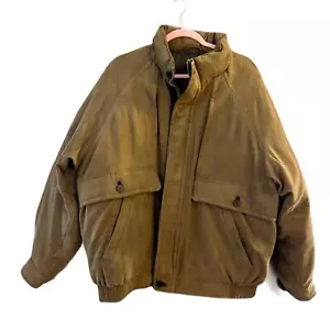 Vintage Consensus Outerwear Brown Tan Bomber Jacket Size Large L Lg - Picture 1 of 8