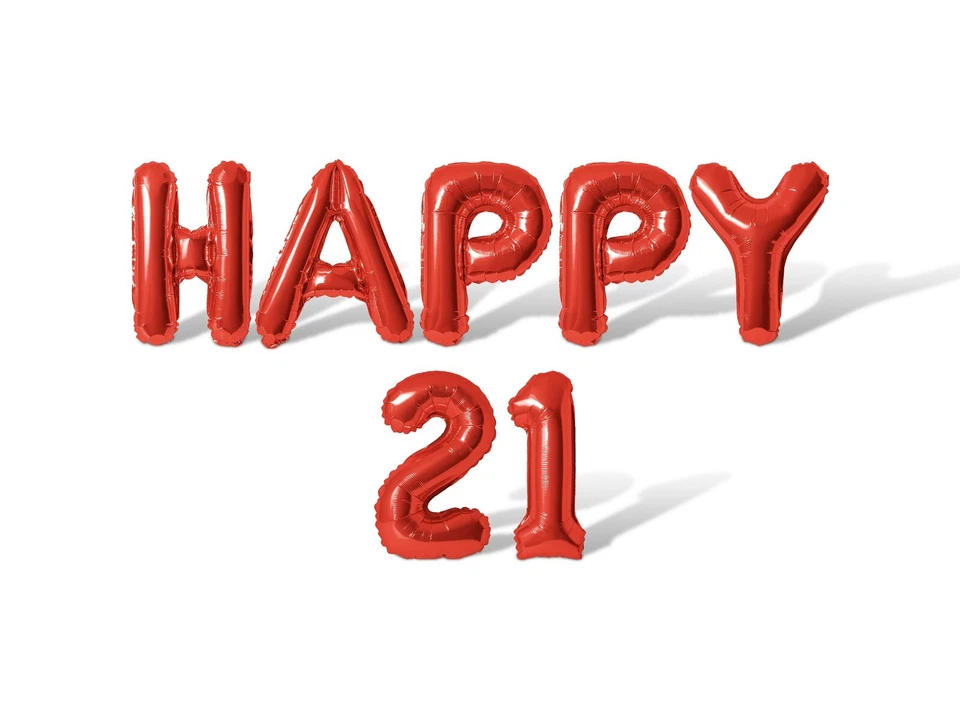 HAPPY 21 письмо воздушный шар баннер - 21-й день рождения вечеринки украшения - 21 лет - Изображение 1 из 4