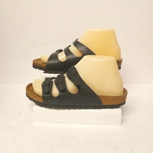 Birkenstock EU 37 Strappy Black Leather Slip-On Sandals Women Size US 6-6.5M - Picture 1 of 11