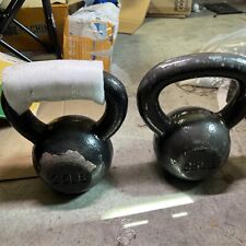 (2) 25 LB Kettlebell Pair Set Hand Weights 50 Pounds Total Cast Iron