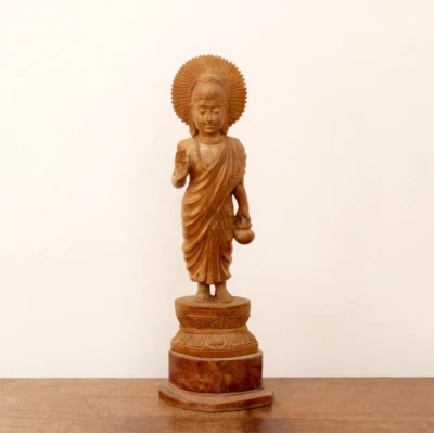 Estatua de Buda de colección escultura de madera talla antigua yoga meditación decoración arte Foto 1 de 4