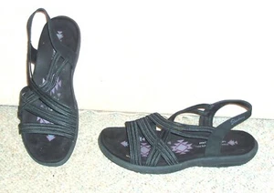 Women's black SKECHERS Memory Foam slim strappy sandals / shoes , size 9 - Picture 1 of 3