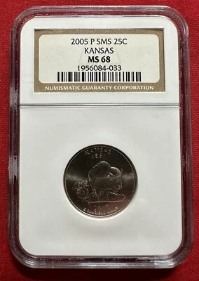 2005-P SMS 25 Cent Quarter State of Kansas MS 68 NGC Graded - Image 1 of 2