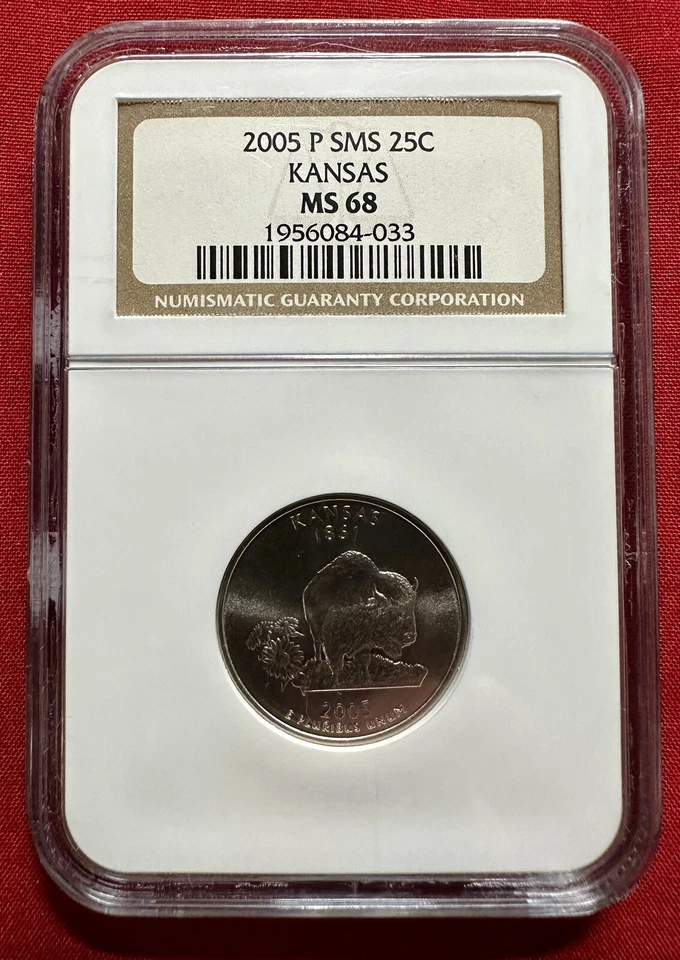 2005-P SMS 25 Cent Quarter State of Kansas MS 68 NGC Graded - Image 1 of 2
