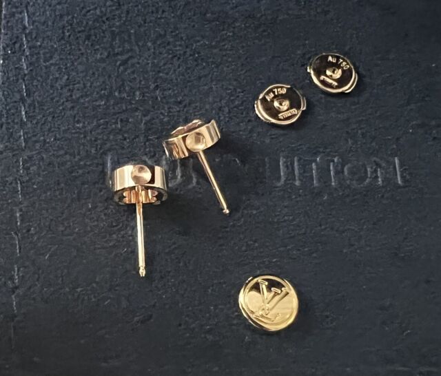 Vintage Louis Vuitton Monogram Earrings Gold 4cm Rotating Monogram